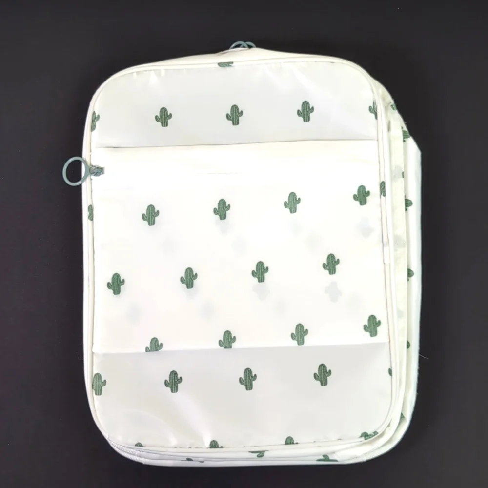 Mossio Travel Shoe Bag 3 Zipper Compartment Storage Packing Cube in White Cactus